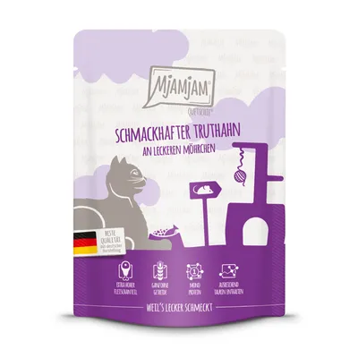 Икономична опаковка MjAMjAM Quetschie паучове за котки 24 x 300 г - меню с вкусни сърца