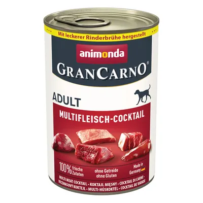 Animonda GranCarno Adult Multifleisch-Cocktail, 100% čerstvé ingredience, bez obilovin, bez lepku, vyrobeno s chutným hovězím vývarem, vyrobeno v Německu.