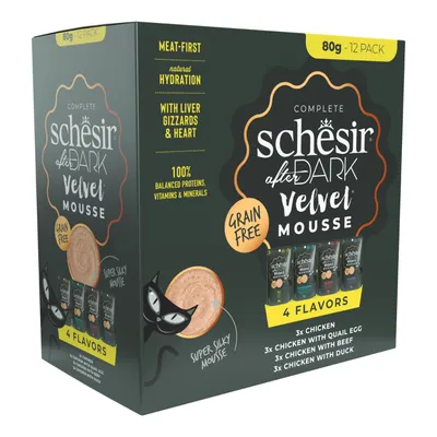 Schesir After Dark Velvet Mousse 12 x 80g - Mixed Pack (4 Varieties)