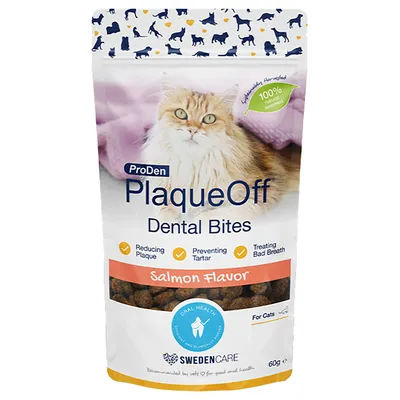 ProDen PlaqueOff Dental Bites για γάτες - Σολομός (60 g)