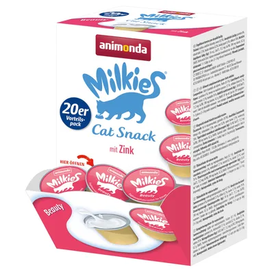 Animonda Milkies Cat Snack se zinkem, výhodné balení 20 ks. Varianta Beauty jako doplňkové krmivo pro kočky.