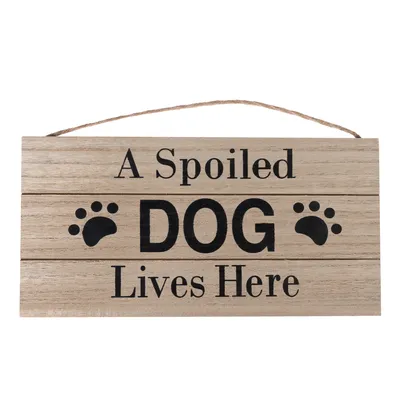 Cartello per porta TIAKI "A Spoiled Dog Lives Here" - 1 pz