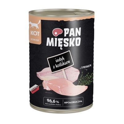 Pan Mięsko Cat 12 x 400 g pour chat dinde au lapin