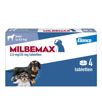 Milbemax Kauwtabletten Hond - 2 x 4 tabletten voor honden (5-25kg)