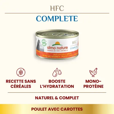 Lot Almo Nature HFC Complete 24 x 70 g - poulet, carottes