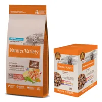  Nature's Variety 12 kg pienso + 4 x 150 / 300 g comida húmeda ¡gratis! - No Grain Puppy Medium/Maxi Salmón 12 kg + No Grain Paté Med/Maxi 4 x 300g