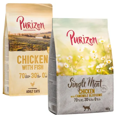 Probierpaket Purizon Adult 2 x 400 g - Huhn & Fisch / Single Meat Huhn mit Kamille
