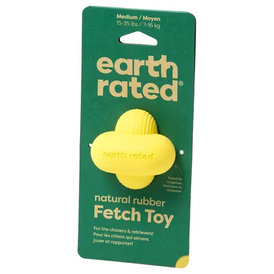 Earth Rated Fetch Toy z přírodního kaučuku, velikost Medium pro psy 7–16 kg. Testováno na odolnost. Pro psy, kteří rádi aportují.