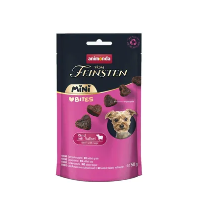 animonda vom Feinsten Adult Mini Bites - Wołowina z szałwią, 10 x 50 g