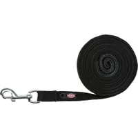 Trixie Laisse à pister en coton, noir - taille : M-L : 10 m de long / 20 mm de large
