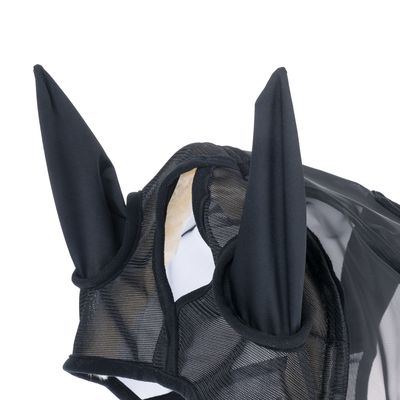 Rete nera con due orecchie a punta, parte di un costume o accessorio.