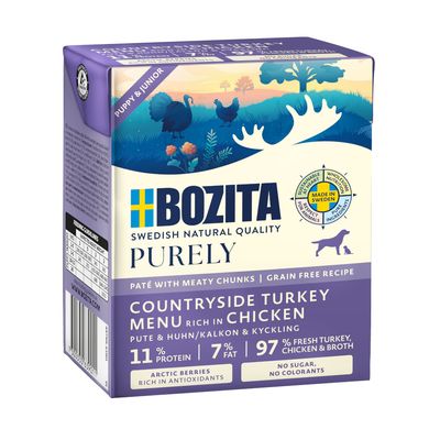 Økonomipakke: 12 x 370 g Bozita Purely Paté Puppy & Junior med kalkun