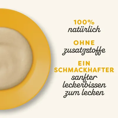 100% natürlich, ohne Zusatzstoffe. Ein schmackhafter, sanfter Leckerbissen zum Lecken.