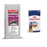 Royal Canin Club Dry Dog Food + Royal Canin Wet Dog Food - 15% off! * - Pro Energy HE Adult - High Energy (20kg) + Maxi Adult in Gravy (10 x 140g)