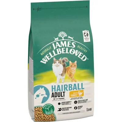 James Wellbeloved Adult Cat Hairball Hypoallergenic Turkey & Rice - 1.5kg James Wellbeloved Adult Cat Hairball Hypoallergenic Turkey & Rice - 1.5kg