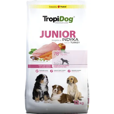 Tropidog Premium Junior Large Curcan și orez - 12 kg