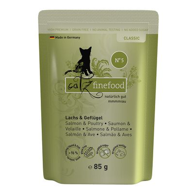 catz finefood Pouch výhodné balení 16 x 85 g Losos & drůbeží