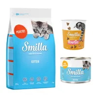 Startovací sada pro koťata: 1kg granulí + konzervy + pamlsky - 1 kg Kitten + 6 x 200 g kuřecí  + Hearties 125 g