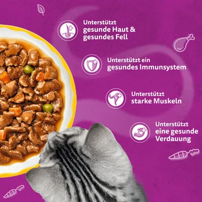 Whiskas 1+ Aromatic Selection 48 x 85 g - Geflügel in Sauce