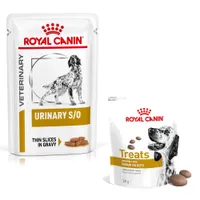 Royal Canin Veterinary Canine Urinary comida húmeda + Urinary Snacks ¡gratis! - Urinary S/O en salsa (12 x 100 g) + Urinary Snacks (230 g)