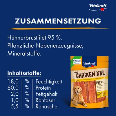 Filet de poulet XXL Vitakraft CHICKEN pour chien - 4 x 250 g