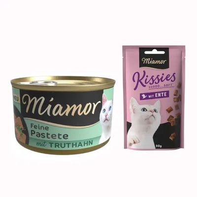 Boîtes Miamor 12 x 85 g + Friandises Miamor Kissies canard 50 g offertes ! - Dinde Boîtes Miamor 12 x 85 g + Friandises Miamor Kissies canard 50 g offertes ! - Dinde