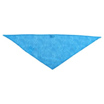 Niebieska chustka na szyję z wzorem wody, trójkątny kształt.