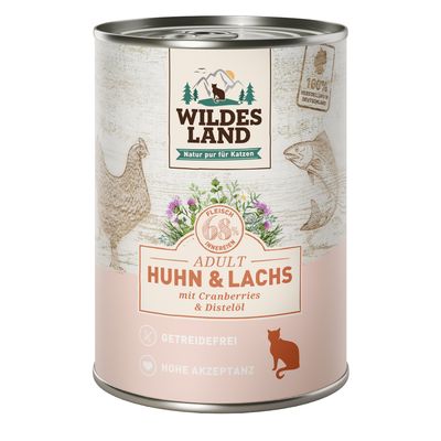Wildes Land Adult Cat 6 x 400 g Huhn & Lachs mit Cranberries