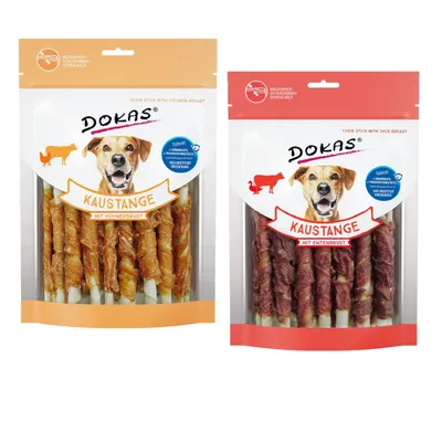 Kombi-Paket Dokas Kaustange 12 x 200 g - 6 x 200 g mit Hühnerbrust + 6 x 200 g mit Entenbrust Kombi-Paket Dokas Kaustange 12 x 200 g - 6 x 200 g mit Hühnerbrust + 6 x 200 g mit Entenbrust
