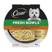 Cesar Fresh Bowls in Gravy 10 x 85g - Chicken with Carrots, Green Beans & Pumpkin
