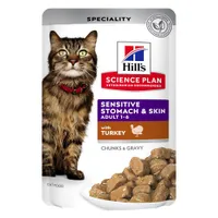 Hill's Science Plan Adult Cat Sensitive Stomach & Skin - Truthahn (24 x 85 g)