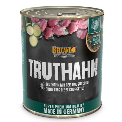 Lot Belcando Super Premium 24 x 800 g pour chien dinde, riz, courgettes