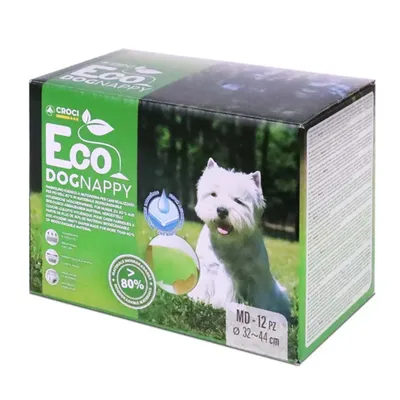Croci Eco DogNappy, biodegradable, made from over 80% natural materials. Size MD, diameter 32-44 cm, pack of 12.