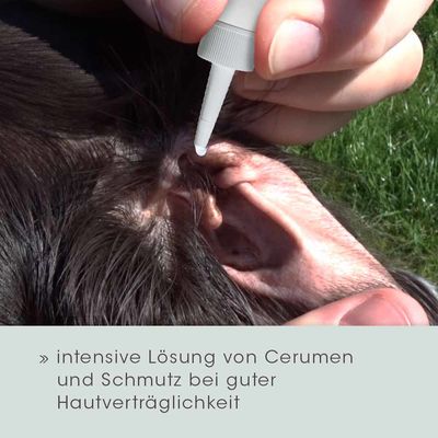 Anwendung eines Ohrreinigers zur intensiven Lösung von Cerumen und Schmutz bei guter Hautverträglichkeit.