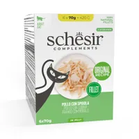 Schesir Complements Fletto in gelatina Alimento umido per gatti, 6 x 70 g - Pollo con branzino