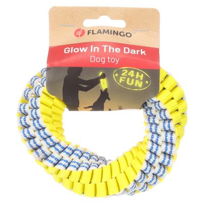 Flamingo Glow In The Dark gioco per cani, luminoso al buio, divertimento per 24 ore.