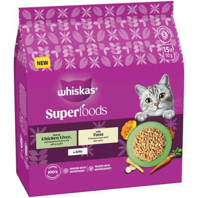 Whiskas 1+ Superfoods Mixed Selection in Jelly - Saver Pack: 30 x 50g