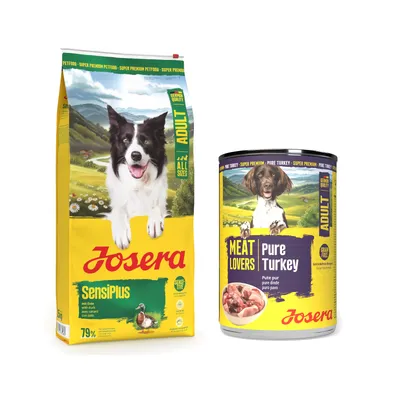 12,5 kg Josera Adult + 6 x 400 g / 800 g Meatlovers Nassfutter gratis! - 12,5 kg SensiPlus + 6 x 400 g Pure Truthahn 12,5 kg Josera Adult + 6 x 400 g / 800 g Meatlovers Nassfutter gratis! - 12,5 kg SensiPlus + 6 x 400 g Pure Truthahn