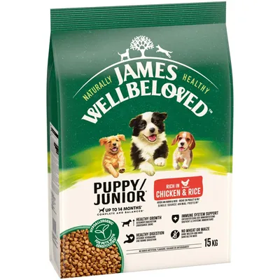 James Wellbeloved Puppy & Junior Hypoallergenic - Chicken & Rice - Economy Pack: 2 x 15kg James Wellbeloved Puppy & Junior Hypoallergenic - Chicken & Rice - Economy Pack: 2 x 15kg