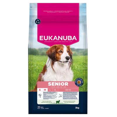 Eukanuba Premium Nutrition Senior Small et Medium Breed Agneau et Riz pour chien lot économique : 2 x 3 kg