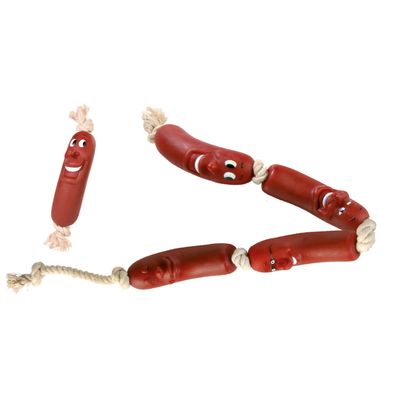 Gioco per cani Trixie Salsiccia con corda, in vinile