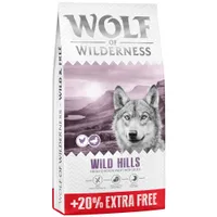 Croquettes Wolf of Wilderness - sans céréales pour chien 12 kg + 2.4 kg offerts ! - Wild Hills Canard Nouvelle recette