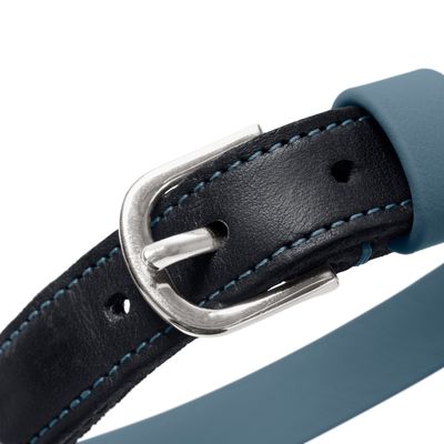HUNTER Collar Wolmar BioThane® x Leather - Smoky Blue/Black