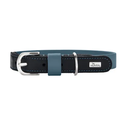 HUNTER Wolmar BioThane® collare  in  pelle, blu/nero - Tg. S:  L 45 cm x P 19 mm 
