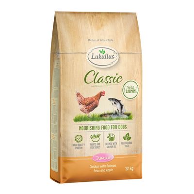Lukullus Classic Junior Pui & Somon 12 kg