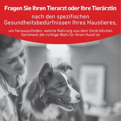 Fragen Sie Ihren Tierarzt oder Ihre Tierärztin nach den spezifischen Gesundheitsbedürfnissen Ihres Haustieres, um die richtige Nahrung für Ihren Hund zu finden. Fragen Sie Ihren Tierarzt oder Ihre Tierärztin nach den spezifischen Gesundheitsbedürfnissen Ihres Haustieres, um die richtige Nahrung für Ihren Hund zu finden.