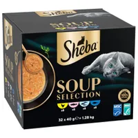 Sheba Soup Selection 32 x 40 g - Mešano pakiranje (piščanec, tuna, morska riba in losos)