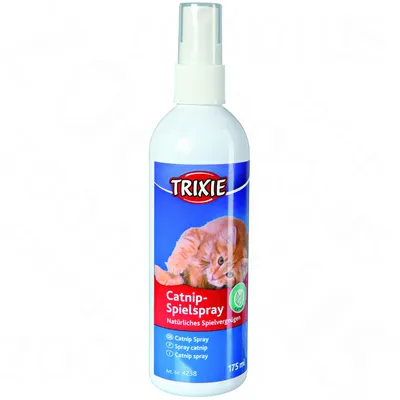 TRIXIE Catnip-Spielspray, Natürlicher Spielvergnügen, 175 ml. Bild på kattunge på etiketten. Text: Catnip Spray, Spray catnip, Catnip spray. Art.Nr. 4238.