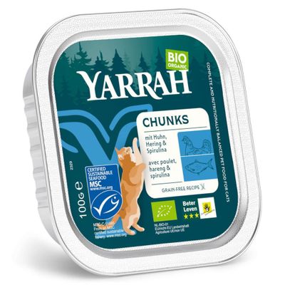 Yarrah Organic Chunks 16 x 100g Organic Chicken with Herring & Organic Spirulina