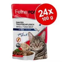 Ekonomipack: Feline Porta 21 portionspåsar 24 x 100 g - Blandpack: Tonfisk